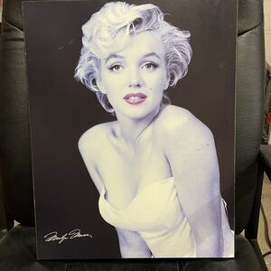 Marilyn Monroe Red Lips by Milton Greene on wood 19 x 15 EUC black & white w red